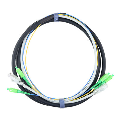 Ensemble de câble hybride préfabriqué à fibre optique double face pour intérieur avec connecteur SC